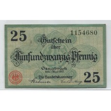 ALEMANIA 1917 BILLETE ESTADO DE OSNABRUCK SIN CIRCULAR, UNC